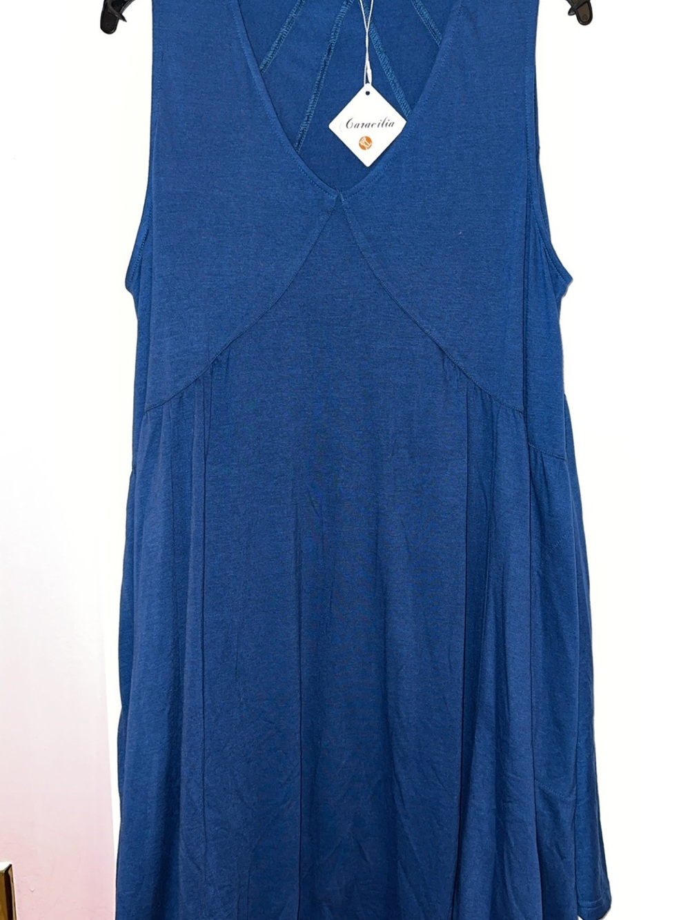 Casual V-Neck Tank Dress - Blue by Canecita